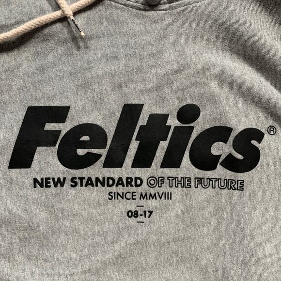 Feltics Gray Hoodie Sweatshirt Korean Streetwear New Standard Graphic Pullover - Picture 5 of 10